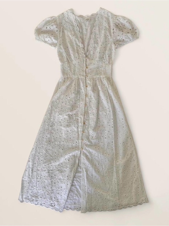 Wilfred Dresses & Skirts - Wilfred White Eyelet Mini Dress Puff Sleeve Button Front - Size 00 *NWT*